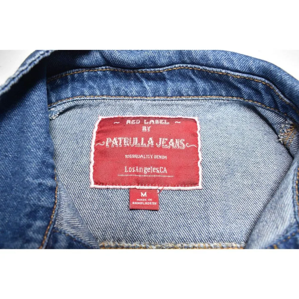 Red Label by Patrulla Jeans Just Hit It Graphic Denim Jacket Stoner Mens Medium